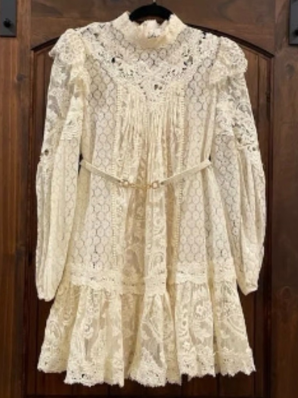 Zimmermann Ivory Lace Long-Sleeve Mini Dress size 0 - Picture 5 of 12
